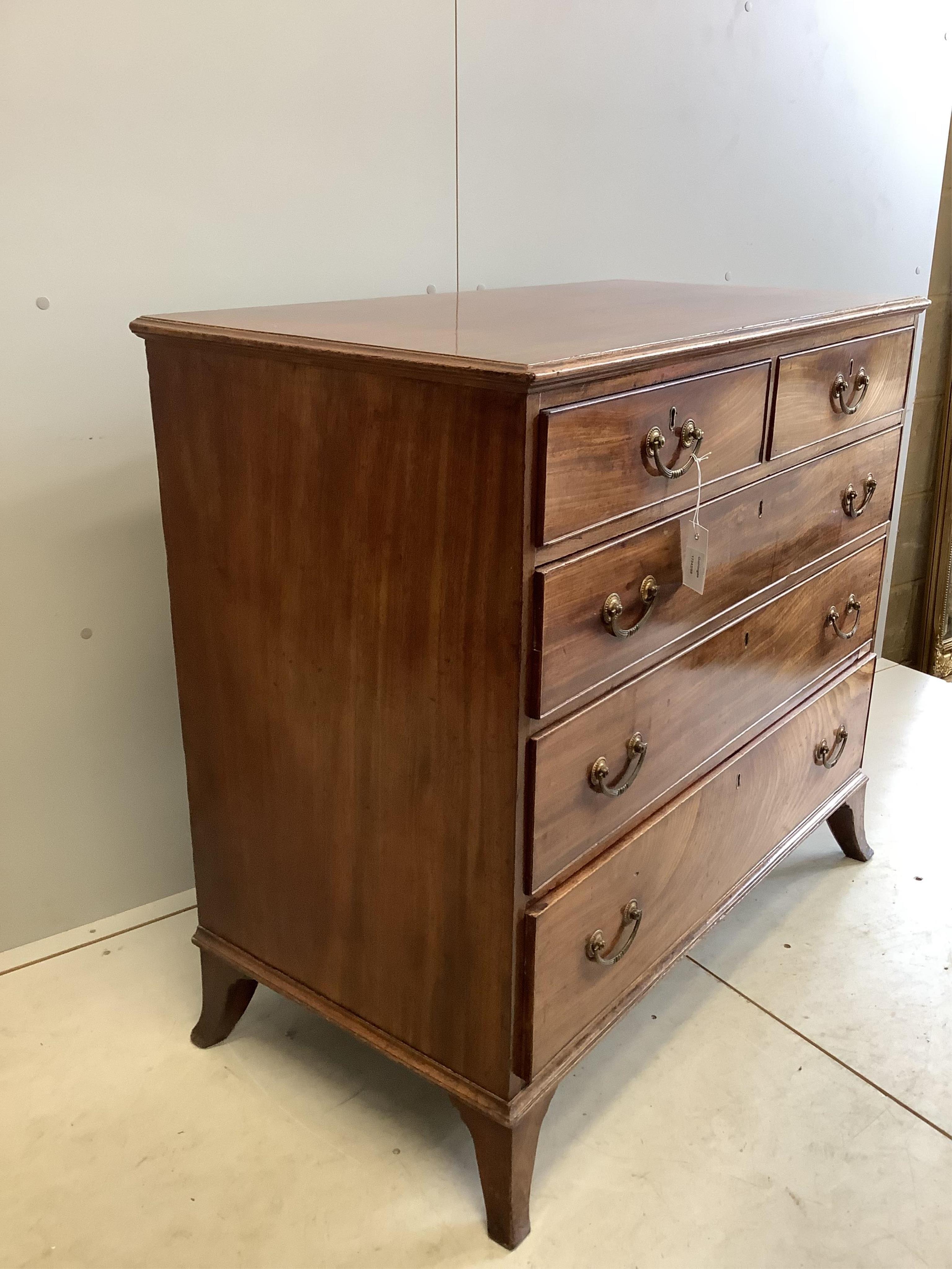 A George III mahogany five drawer chest, width 95cm, depth 51cm, height 90cm. Condition - fair